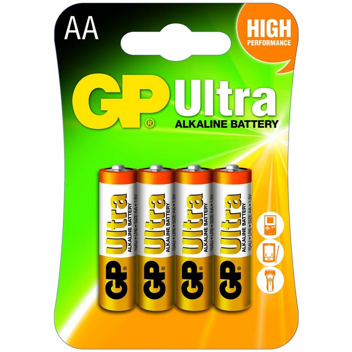 GP Ultra Alkaline AA Card of 4 - Click Image to Close